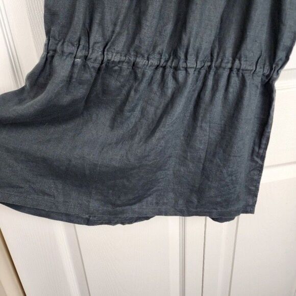 Chelsea & Theodore Linen Top Embroidered Drawstring Black Blouse Tunic XL - Picture 12 of 13